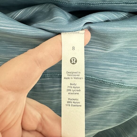LULULEMON leggings power thru high rise 25" heathered capture blue workout 8 - Picture 9 of 11